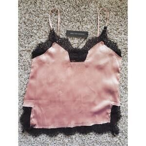 Walter Baker Pink Lace Trim Spaghetti Straps Cami Tops Small $150 DEFECTS